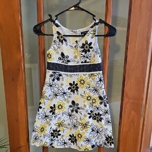 George Kids Dress with Yellow and Black Floral Design